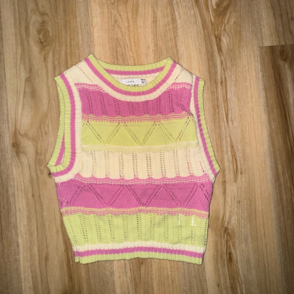 Lush Pink and Green Knit Top